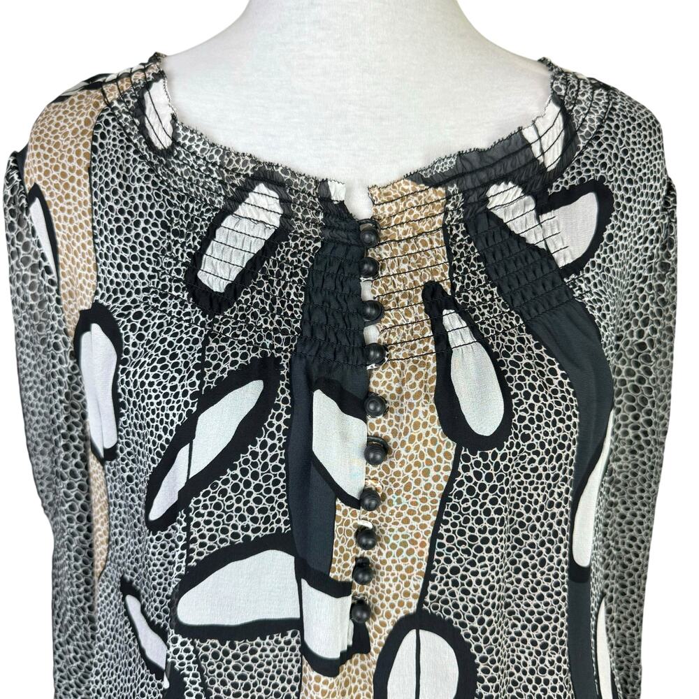 Diane Von Furstenberg DVF NWT Kelley Brown Black Printed 100% Silk Blouson Dress - Picture 6 of 15